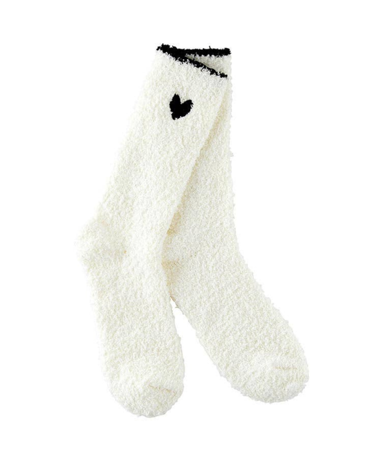 Bella Beauty Cozy Socks Black Trim and Black Heart - N5820