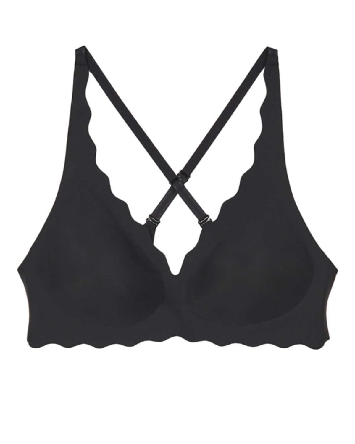 Flat lay of a molded wire-free t-shirt bra in black