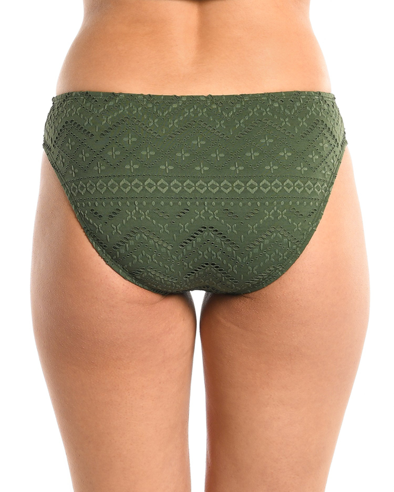 Model wearing a hipster bottom in forest green