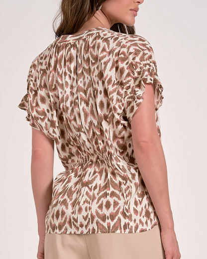 2025 Elan Short Sleeve V Neck Top - VIP11392