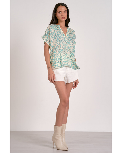 2025 Elan Short Sleeve V Neck Top - VIP11392