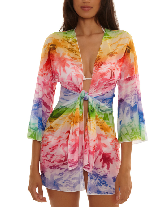 Becca by Rebecca Virtue Fiji Tie Front Tunic Cover Up - 1838671