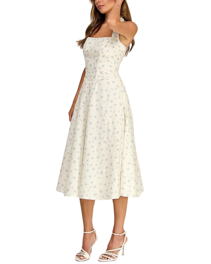 Blush BJ Floral Print Halter Neck Midi Dress - D5789-1