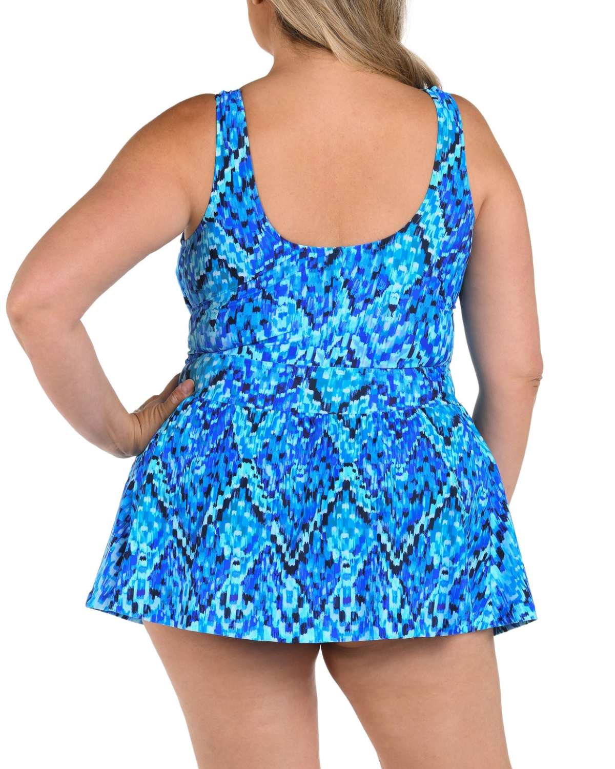2025 Maxine of Hollywood Plus Artisan Ikat Empire Swim Dress One Piece - Mw5ea40