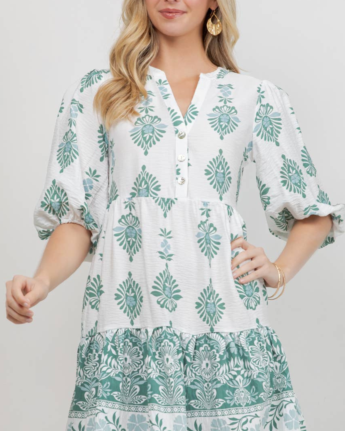 Winslow Soft Bloom Babydoll Button Front Dress (More Colors Available) - Y313850D24