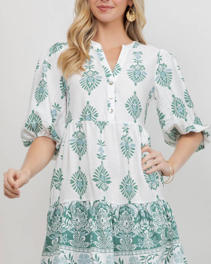 Winslow Soft Bloom Babydoll Button Front Dress (More Colors Available) - Y313850D24