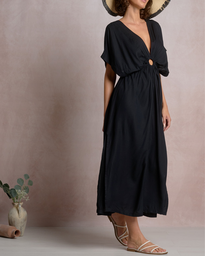 Elan Short Sleeve Maxi Ring Dress - RY50175