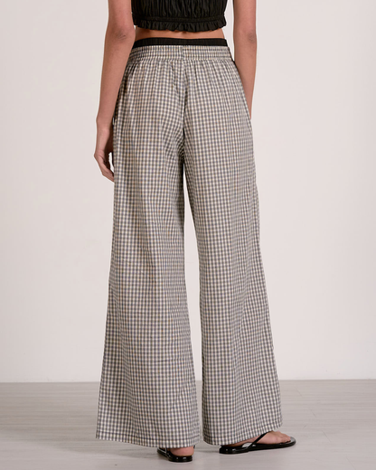 Elan Gingham Wide Leg Pant - Plp2769