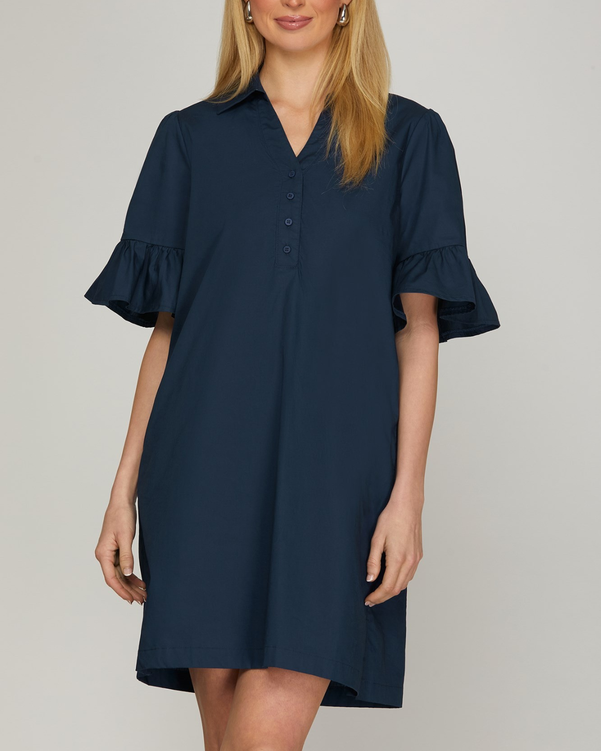 Sung Light Clothing Bell Sleeve Solid Mini Dress (More Colors Available) - LVE2466