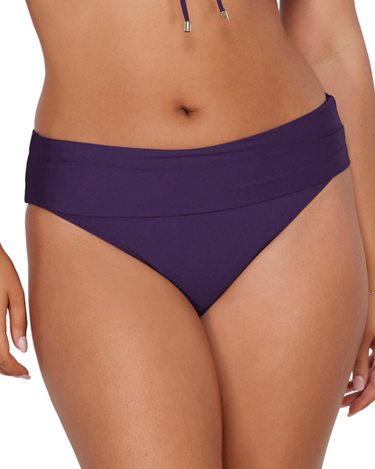 Sunsets Paradise Plum Arlene High Waist Fold Over with Tummy Control - 372B