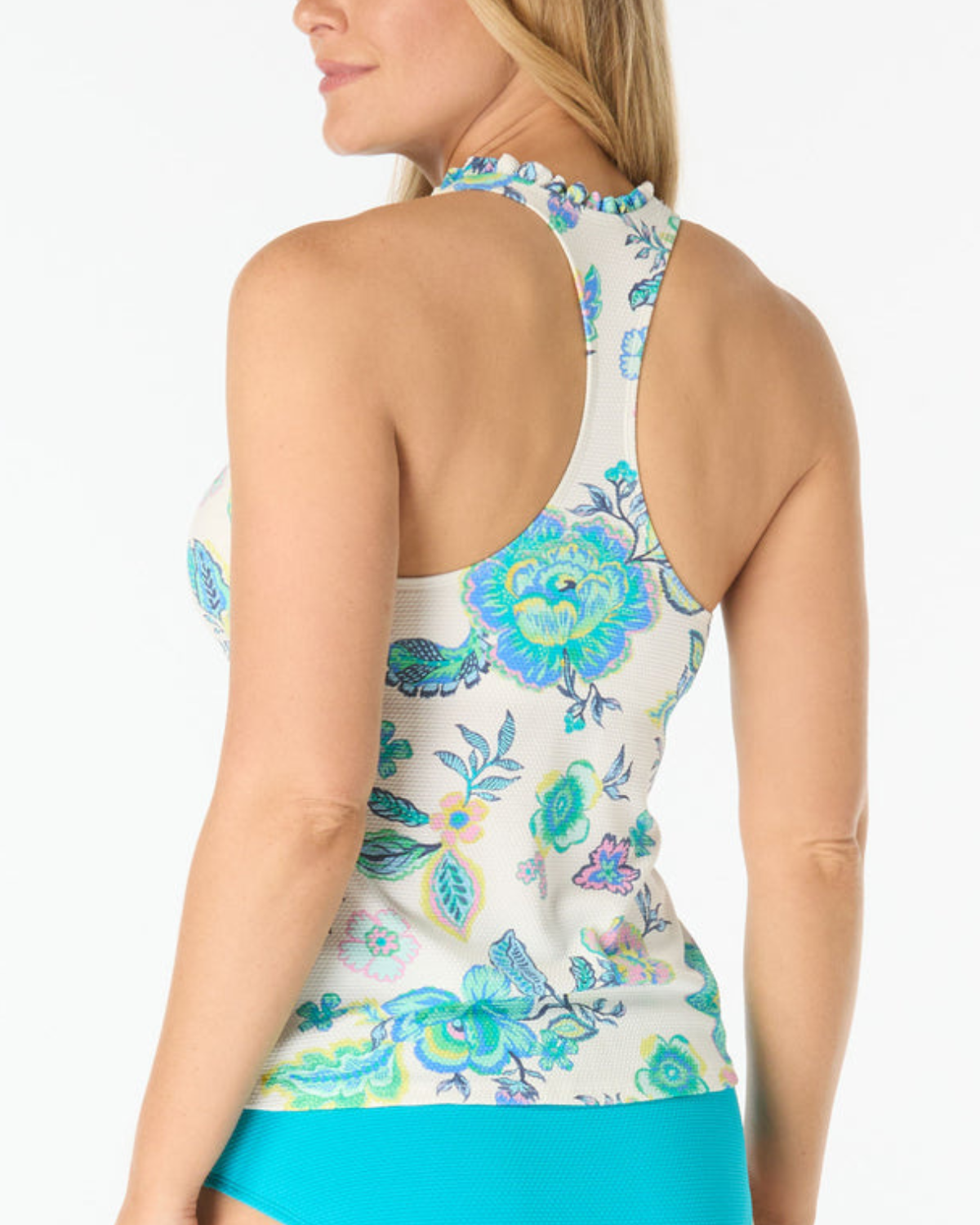 Beach House Diamond Meadows Nina Ruffled Trim Textured Tankini Top - H1N743 (More Colors Available)