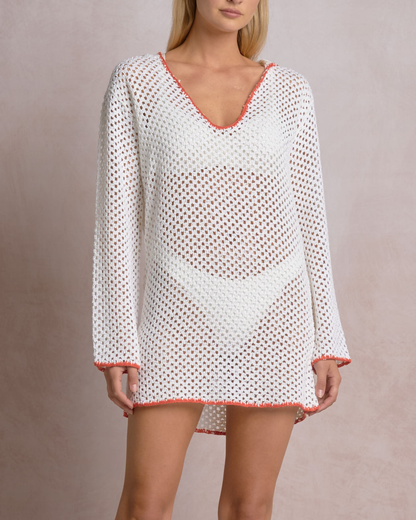 Elan Crochet Hoodie Dress Cover Up - CRT50181