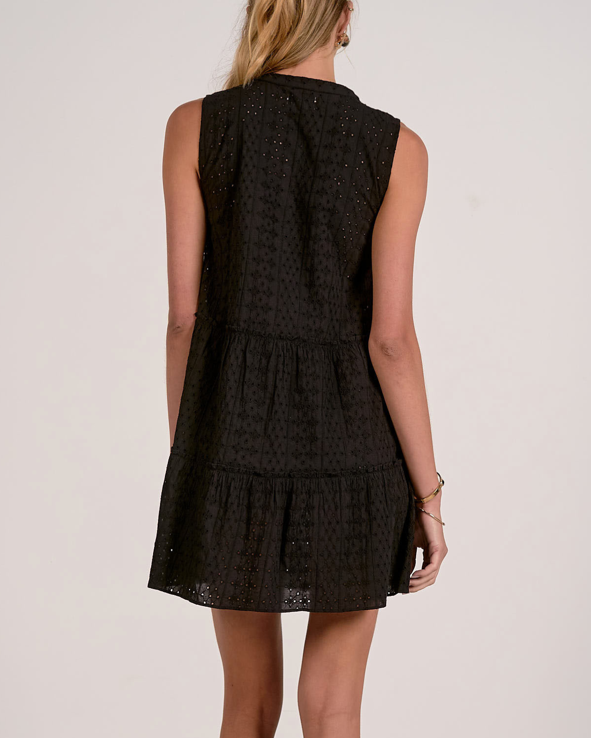 Elan Eyelet Tiered Mini Dress - EL50226 (More Colors Available)