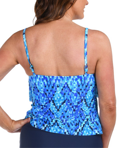 2025 Maxine of Hollywood Artisan Ikat Two Tiered Tankini Top - Mm5ea58
