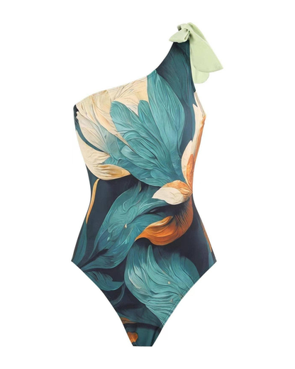 Sweet Kama Floral Print One Piece with Cover Up - Y169