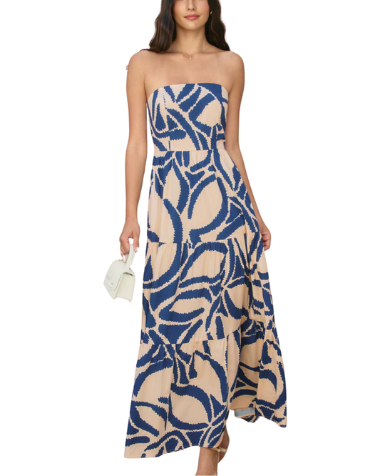 Dress Forum Tide and Seek Strapless Tiered Maxi Dress - Fd12725-P1957