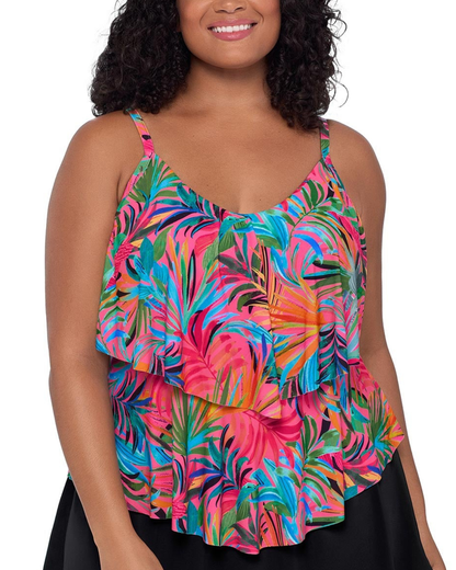Trimshaper Plus Amazonian Palms Ronnie Tankini Top - 6551020W