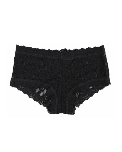 Flay lay of a lace boyshort panty in black