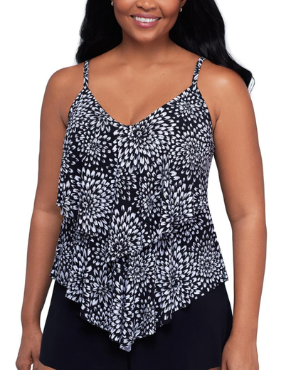 Trimshaper Noir Blooms Ronnie Tankini Top - 6551022