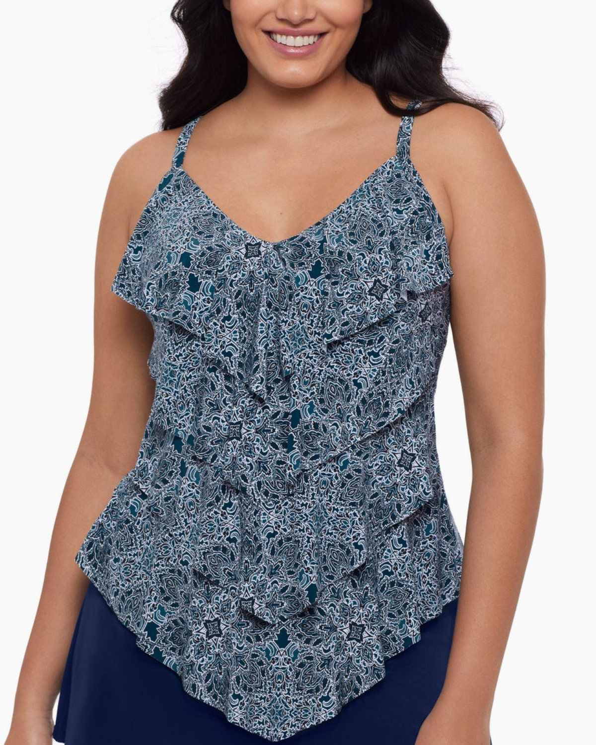 2025 Trim Shaper Tonga Tiles Plus Size Ronnie Tankini Top - 6550995W