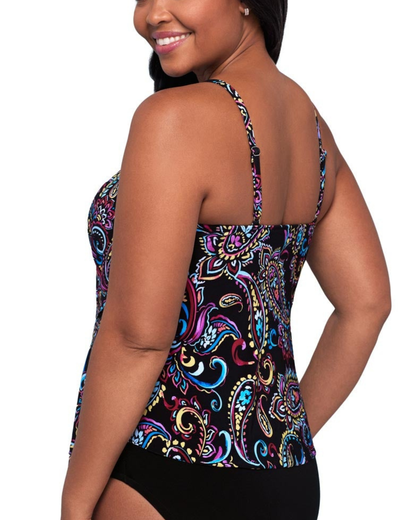Trimshaper Painterly Paisley Ronnie Tankini Top - 6551019