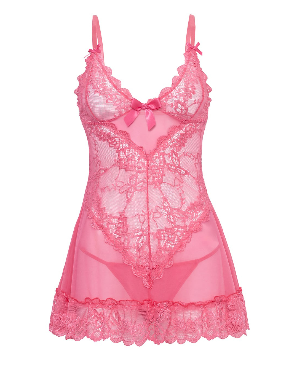 Oh La La Cheri Bridal Valentine Lacey Babydoll - 2139 - Pink Lemonade