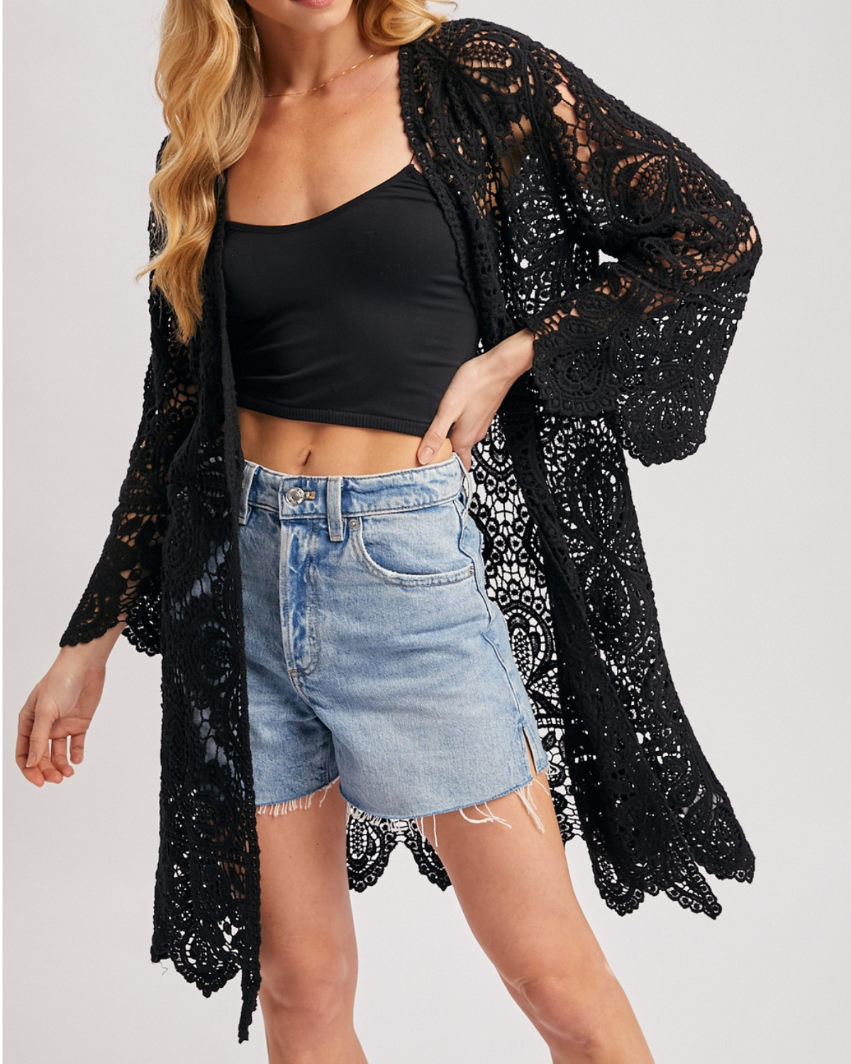 BluIvy Crochet Open Front Bell Sleeved Cardigan (More Colors Available) - C01990