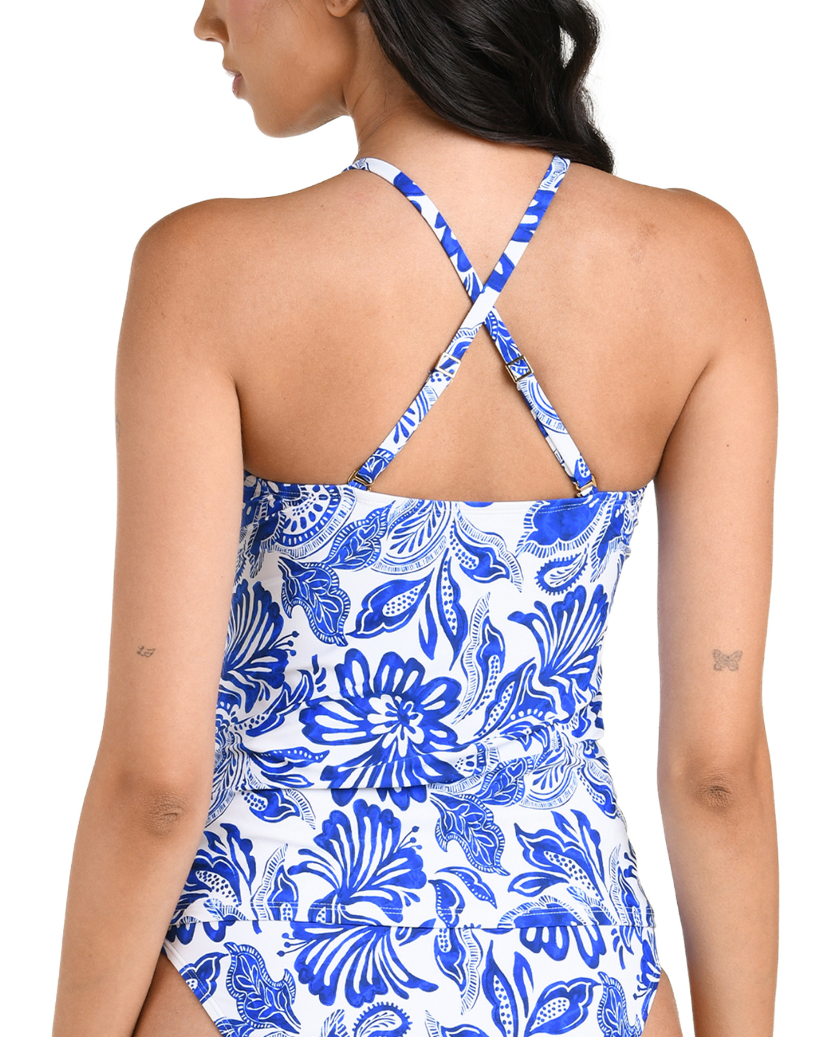 La Blanca Botanical Brocade High Neck Keyhole Tankini Top - LB6CC77