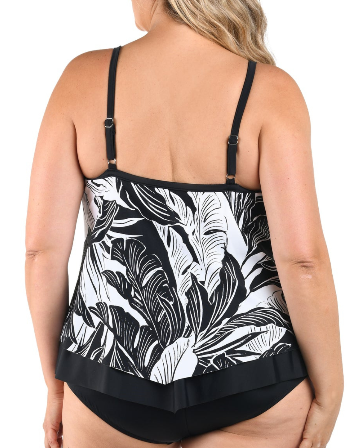 Maxine of Hollywood Plus Night Tropics Flutter Hem Tankini Top - MW6MF07