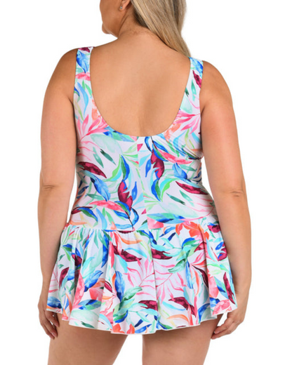 2025 Maxine of Hollywood Plus Dominica Breeze Princess Seam Swim Dress One Piece- MW5EL41