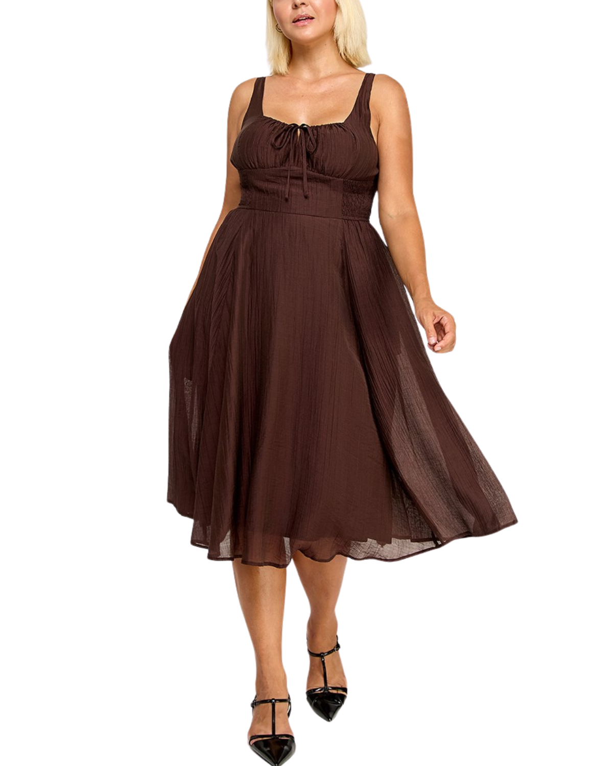 Blush BJ Plus Size Crinkle Textured Midi Dress - D5578X