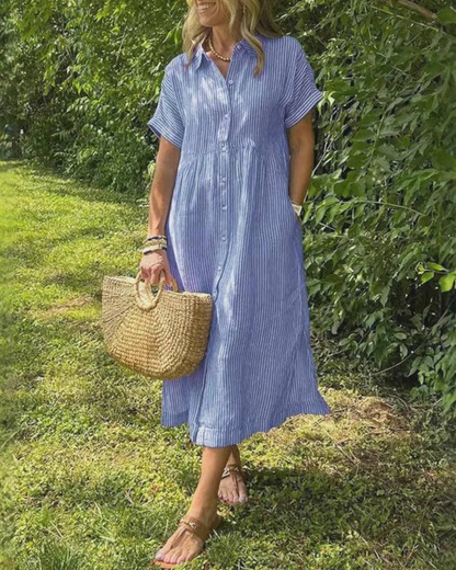 Fleurworld Striped Button Down Shirt Dress (More Colors Available) - 58188903849