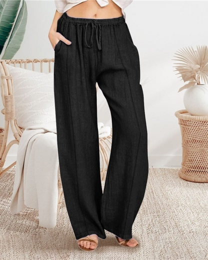 Sheer Trend Plus Size Loose-Fit Plus Size Solid Casual Pants -  6125409