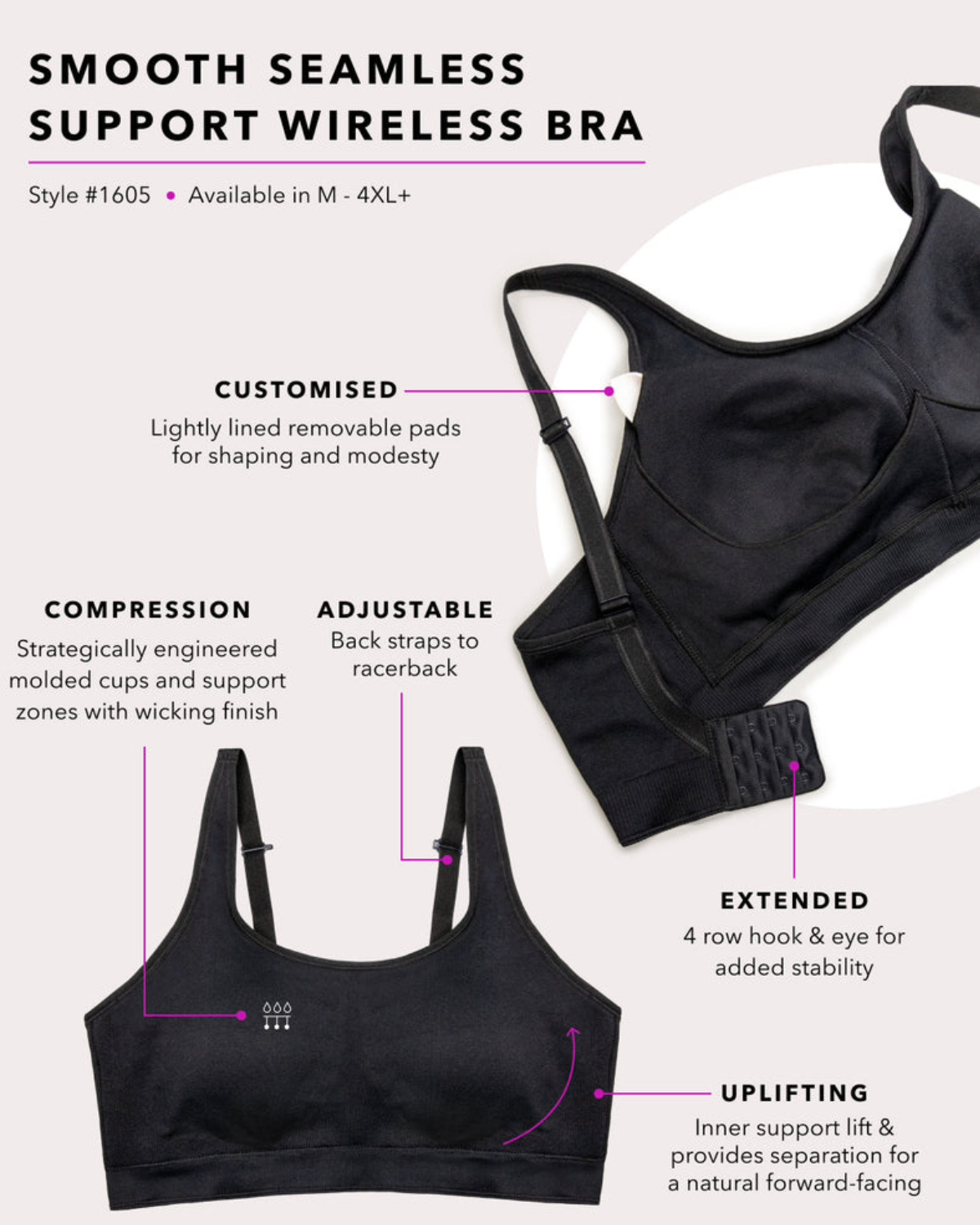 Curvy Couture Smooth Seamless Support Wireless Bra - 1605
