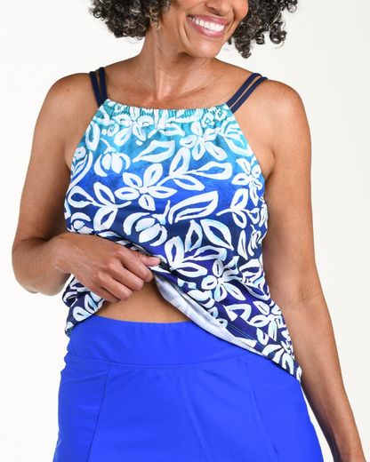 Maxine of Hollywood Into The Lagoon High Neck Underwire Tankini Top - MM6MM60
