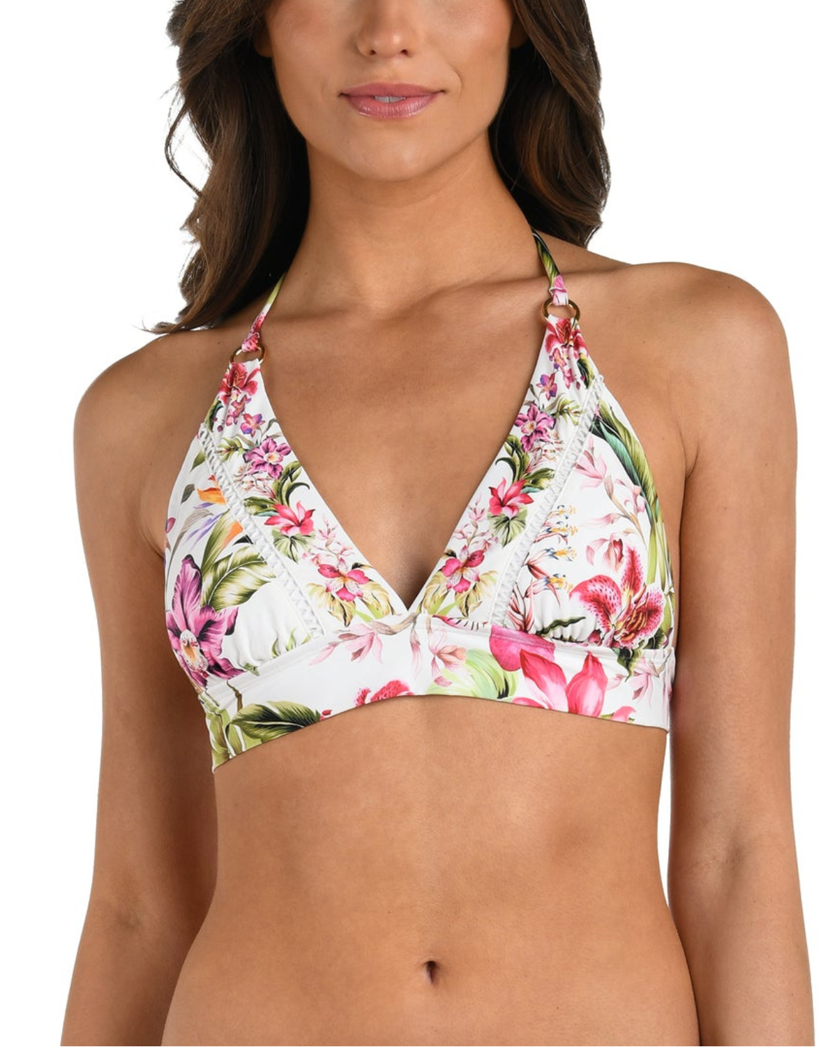 2025 La Blanca Polynesian Paradise Banded Halter Triangle Top - Lb5ne80