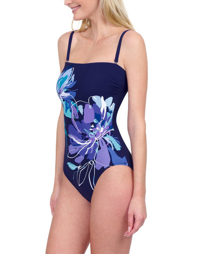 Gottex Water Lily Bandeau Strapless One Piece Swimsuit - 25Wl070 Gottex Water Lily Bandeau Strapless One Piece Swimsuit - 25Wl070