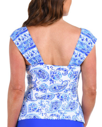 2025 Maxine of Hollywood Positano Paisley Cap Sleeve Tankini Top - MM5EH62