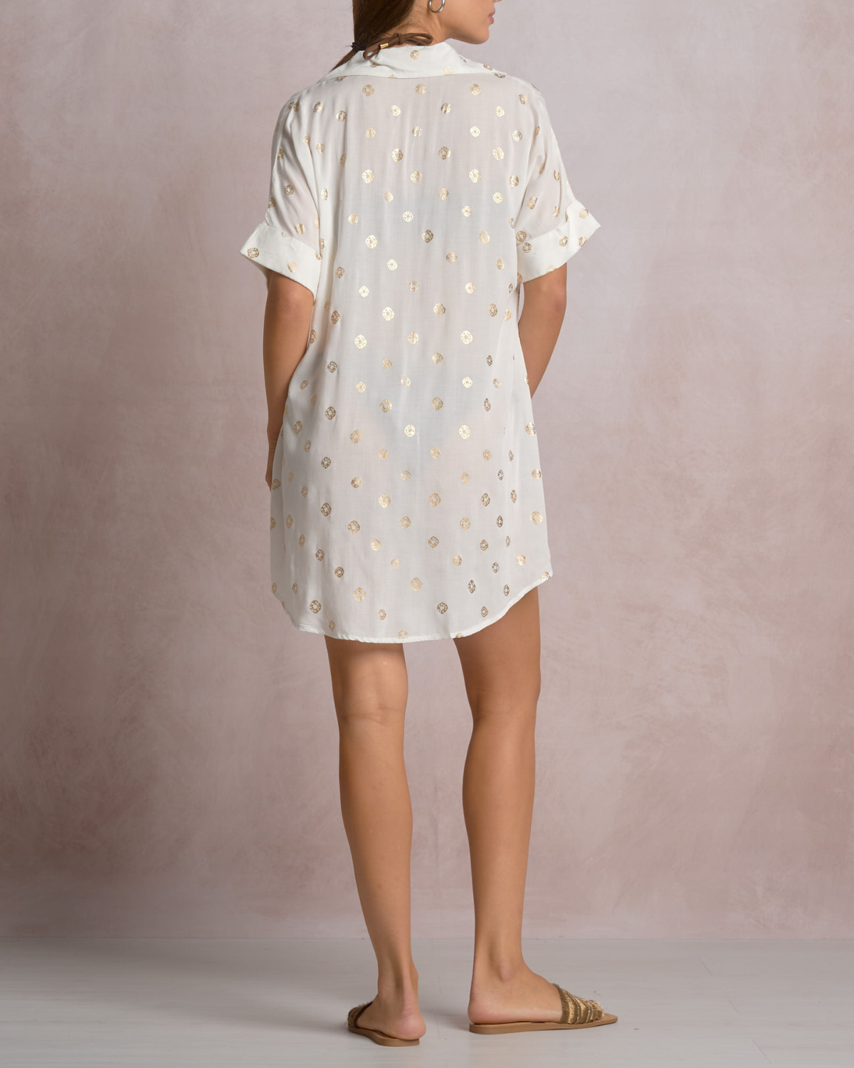 Elan Polka Dot Button Down Dress - RPF50189