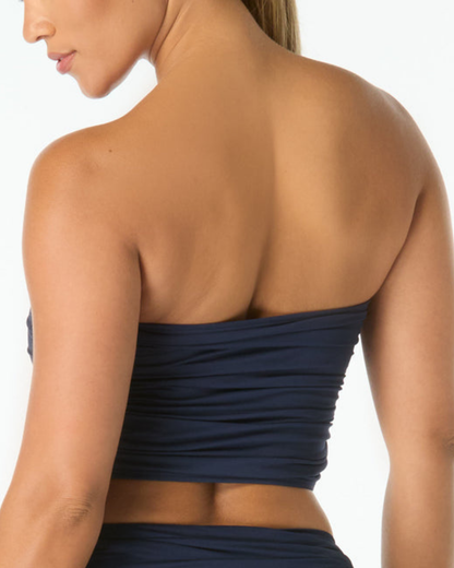 Carmen Marc Valvo Solids Flower Applique Bandeau Crop Top (More Colors Available) - C7G380