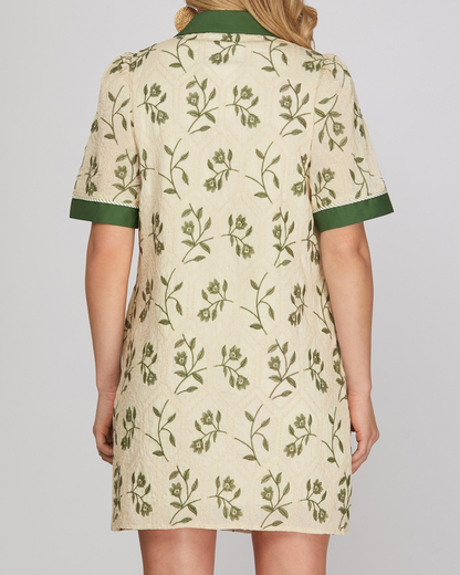 Sung Light Clothing Woven Embroidered Collared Mini Dress - LVE2986
