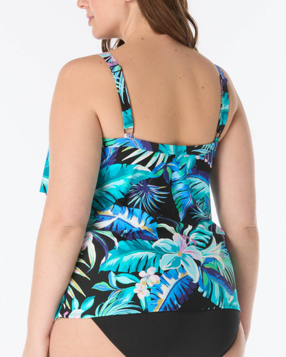 Beach House Women's Plus Island Rhythm Jane Ruffle Tiered Tankini Top - HW8N096