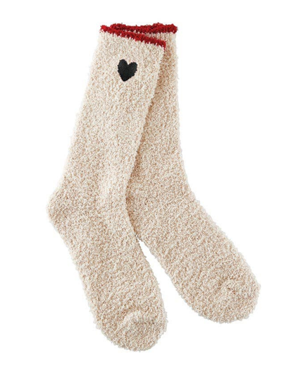 Bella Beauty Cozy Socks - Red Trim and Black Heart - N5821