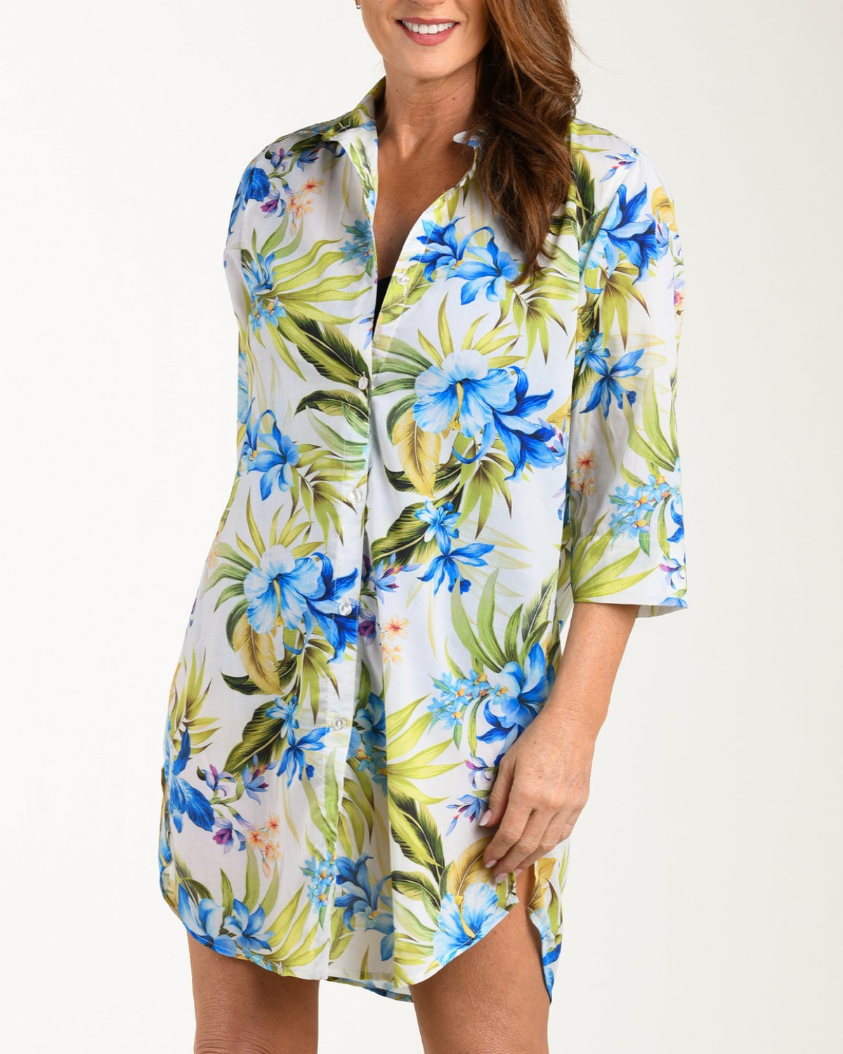 Maxine of Hollywood Island Serenity Button Down Tunic Cover Up - MM6MK49