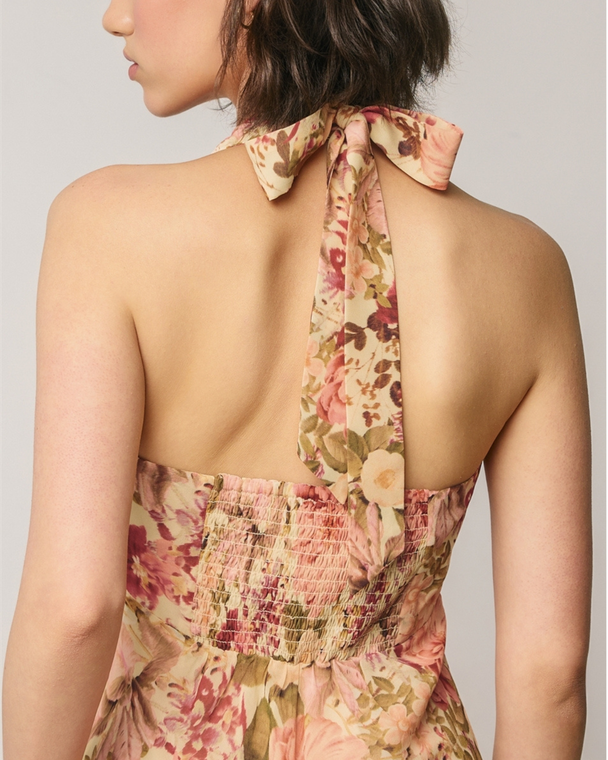 Dress Forum Floral Chiffon Halter Godet Maxi Dress - FD14117