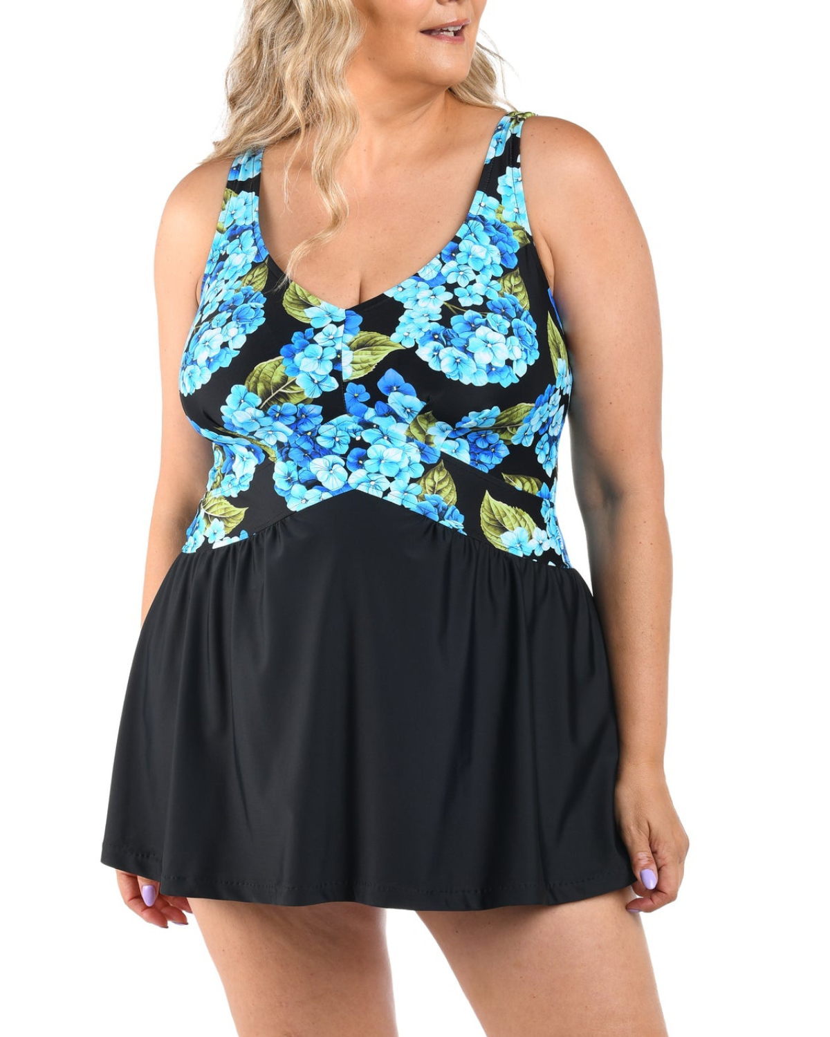 Maxine of Hollywood Plus Chantilly Blooms Empire Swim Dress One Piece - Mw6mc40