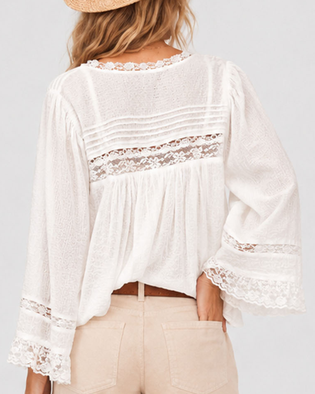 Sweet Kama Eyelet Ruffle Lace Blouse - SKT5K57