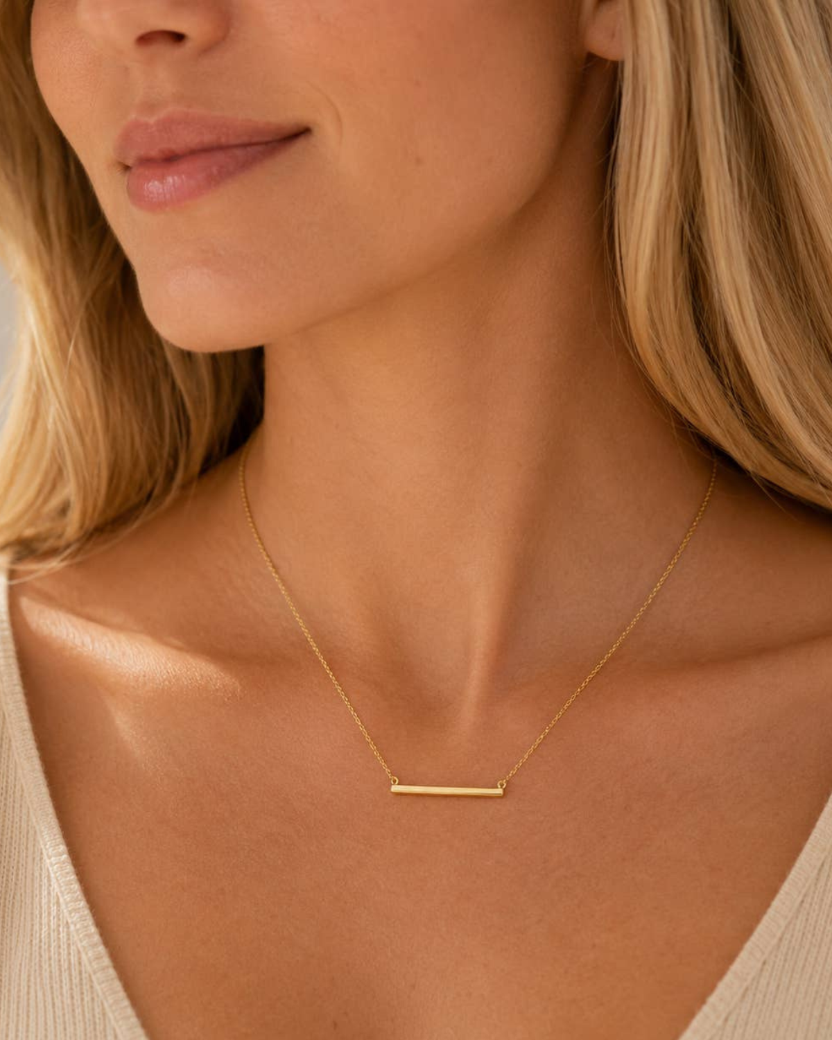 Frem 18K Gold Dipped Bar Necklace (More Options Available) - 4DN18011