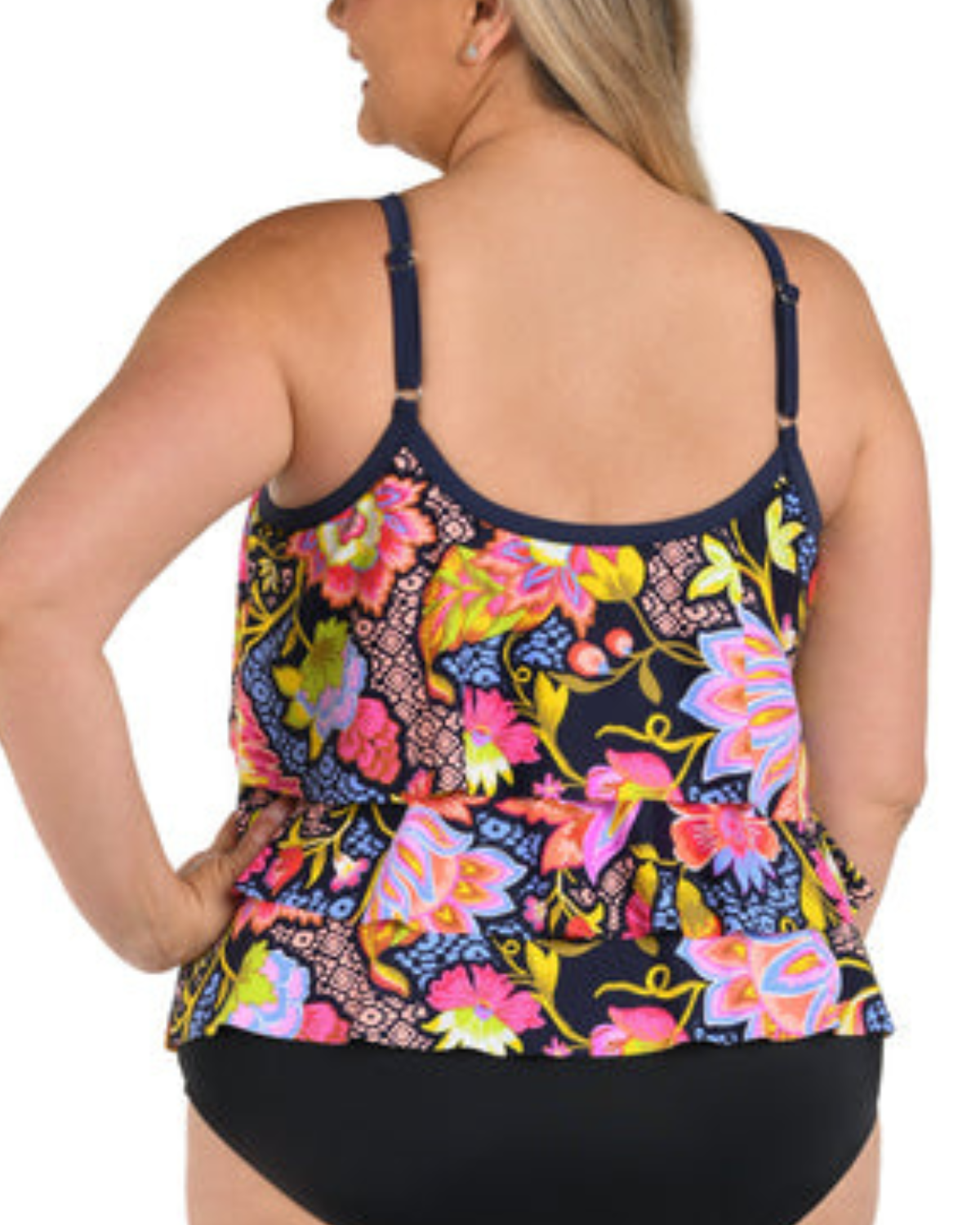 2025 Maxine of Hollywood Plus Ornamental Garden Triple Tiered Tankini Top - MW5EJ59
