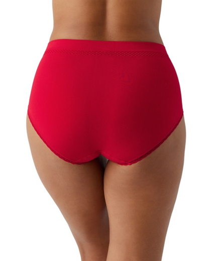 Women's red seamless brief panty with full back coverage.